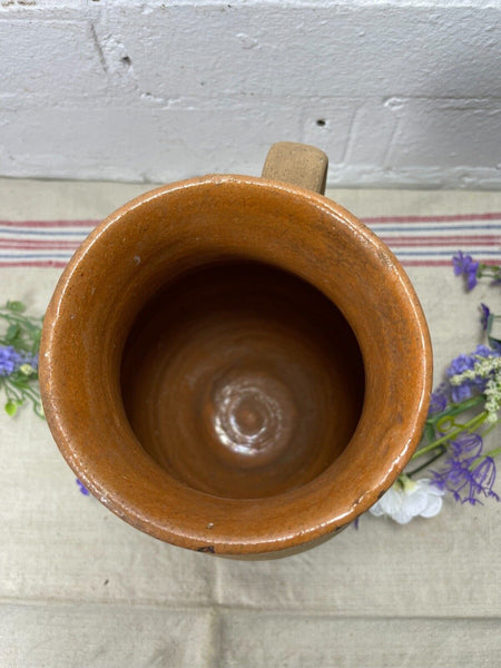 Antique Vintage French European Glazed Terracotta  Vase Jug Pitcher Confit Pot