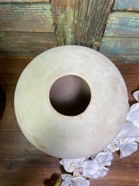 Large Rustic Hand Made Mediterranean Terracotta Moon Ball Sphere Dry Flower Vase