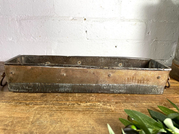 Vintage Rustic Galvanised Metal Candle Herb Planter Pen Desk Cutlery Bread Tray