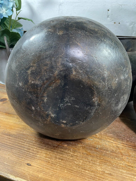 Reclaimed Rustic Authentic Indian Hand Beaten Riveted Water Pot Vase Bowl Vessel