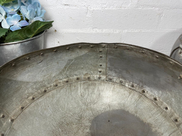 Vintage Rustic Authentic Indian Riveted Water Pot Vase Fruit Bowl Garden Planter