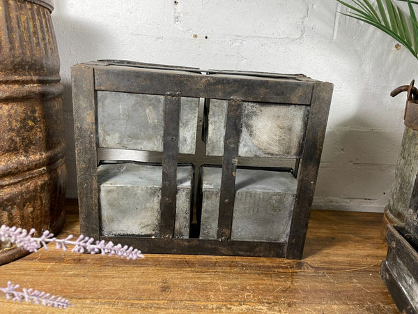 Vintage Rustic Galvanised Metal Herb Planter Desk Cutlery Condiments Bread Tray