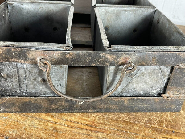 Vintage Rustic Galvanised Metal Herb Planter Desk Cutlery Condiments Bread Tray