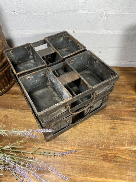 Vintage Rustic Galvanised Metal Herb Planter Desk Cutlery Condiments Bread Tray