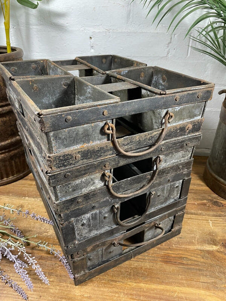Vintage Rustic Galvanised Metal Herb Planter Desk Cutlery Condiments Bread Tray