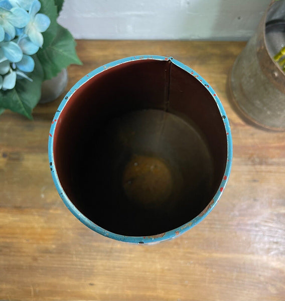 Large Vintage Hungarian Retro Mid Century Hand Painted Metal Vase