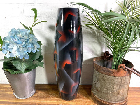Large Vintage Hungarian Retro Mid Century Enamel Vase