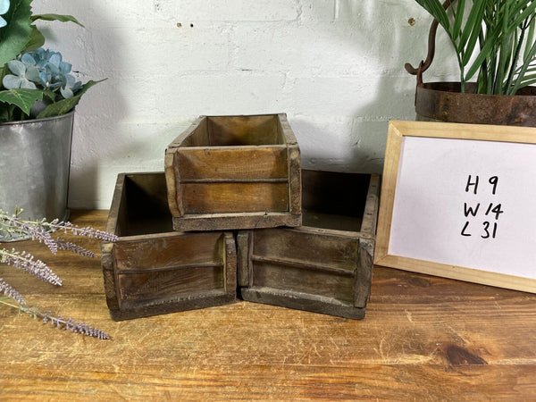 Vintage Rustic Reclaimed Hand Made Wooden Brick Mould Trinket Herb Planter