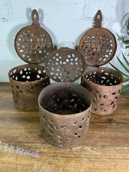 Vintage Rustic Reclaimed Metal Iron Hanging Candle Holder Lantern Wedding Prop