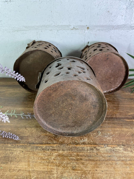 Vintage Rustic Reclaimed Metal Iron Hanging Candle Holder Lantern Wedding Prop