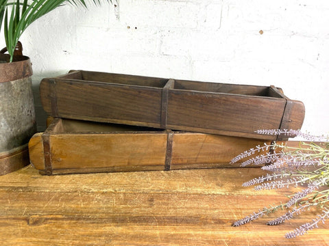 Vintage Indian Double Wooden Brick Mould Display Shelf Herb Planter Window Box