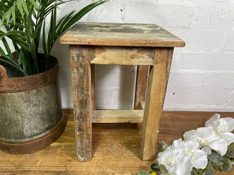 Vintage Reclaimed Wooden Side Lamp Table Plant Stand