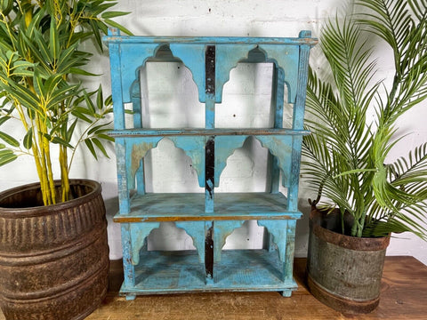 Vintage Indian Reclaimed Solid Hard Wood Arched Temple Wall Display Shelves