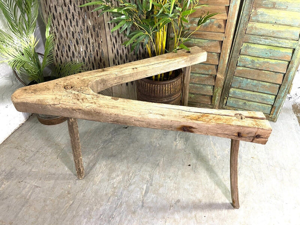 Antique Rustic Hungarian Austrian Primitive Wooden Farming Stool