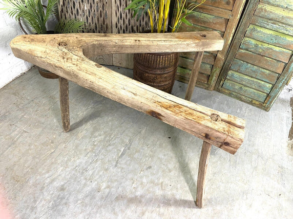 Antique Rustic Hungarian Austrian Primitive Wooden Farming Stool