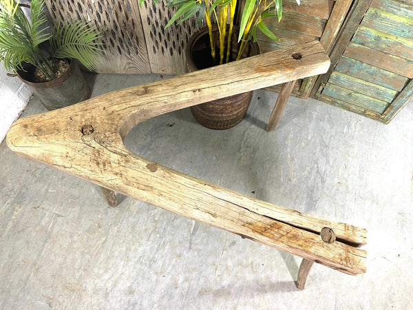 Antique Rustic Hungarian Austrian Primitive Wooden Farming Stool
