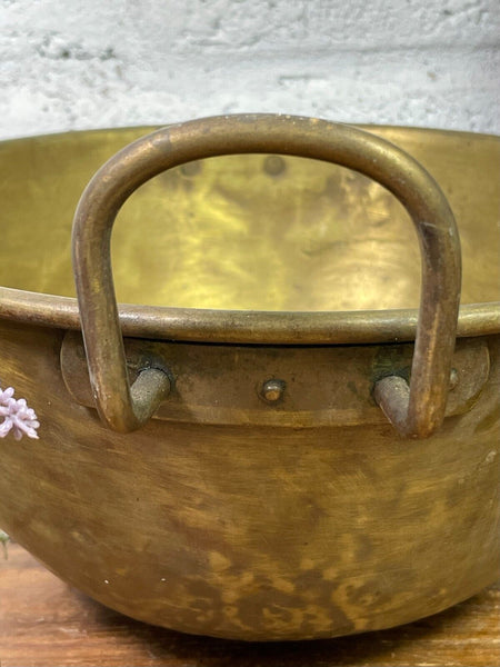 Vintage Antique French Solid Brass Kitchen Chocolate Mixing Bowl
