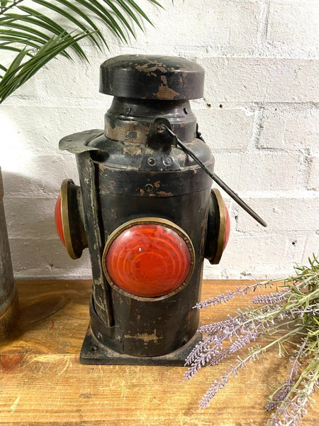 Vintage Original Four Way Train Railway Signal Oil Lamp Lantern