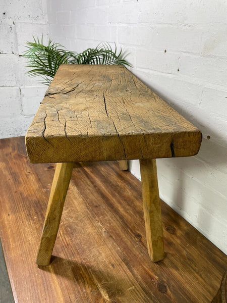 Vintage  Primitive Rustic Antique Wooden Pig Bench Stool Coffee Console Table