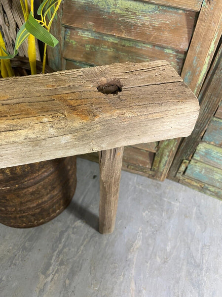 Antique Rustic Hungarian Austrian Primitive Wooden Farming Stool