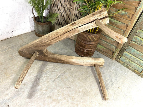 Antique Rustic Hungarian Austrian Primitive Wooden Farming Stool