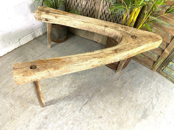 Antique Rustic Hungarian Austrian Primitive Wooden Farming Stool