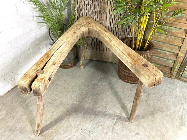 Antique Rustic Hungarian Austrian Primitive Wooden Farming Stool