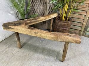 Antique Rustic Hungarian Austrian Primitive Wooden Farming Stool