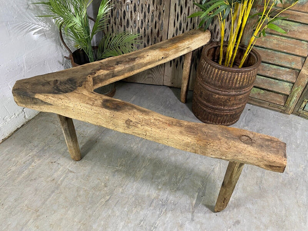 Antique Rustic Hungarian Austrian Primitive Wooden Farming Stool