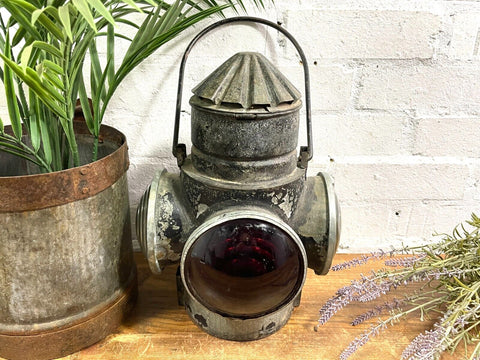 Vintage Original Four Way Train Railway Signal Oil Lamp Lantern