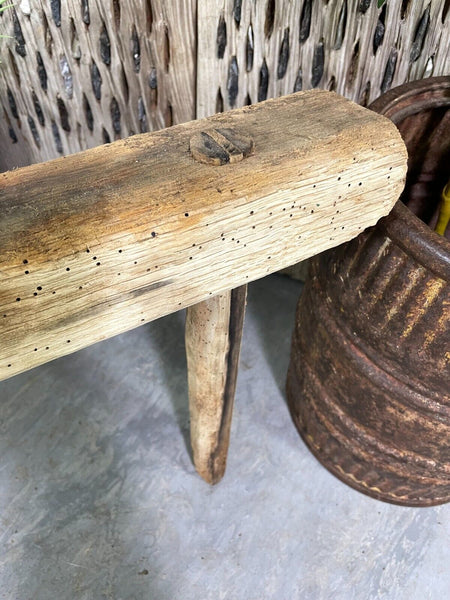 Antique Rustic Hungarian Austrian Primitive Wooden Farming Stool