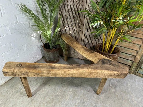 Antique Rustic Hungarian Austrian Primitive Wooden Farming Stool