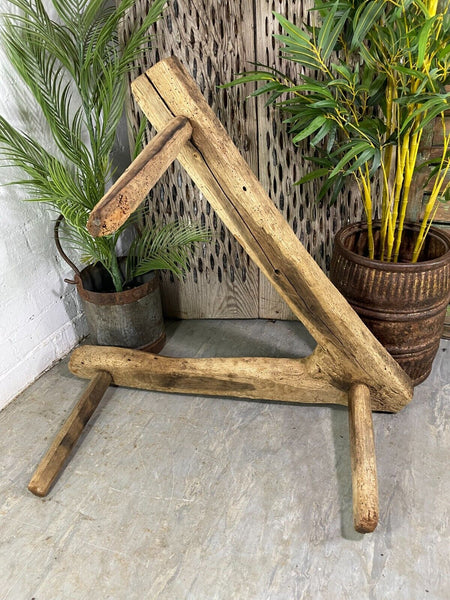 Antique Rustic Hungarian Austrian Primitive Wooden Farming Stool