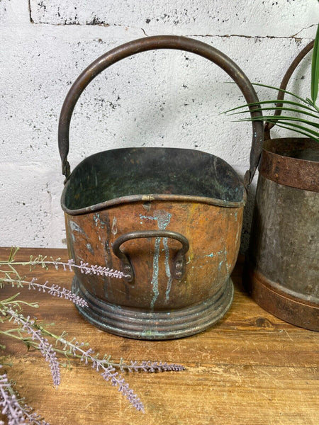 Vintage Copper Helmet Coal Bucket Military Arrow MOD Scuttle Fireside Log Burner