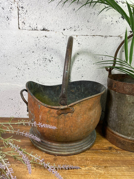 Vintage Copper Helmet Coal Bucket Military Arrow MOD Scuttle Fireside Log Burner