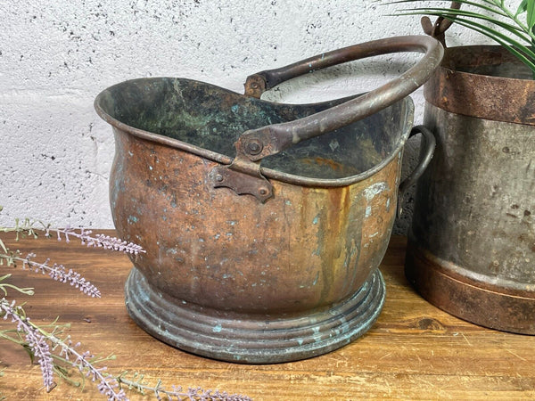 Vintage Copper Helmet Coal Bucket Military Arrow MOD Scuttle Fireside Log Burner