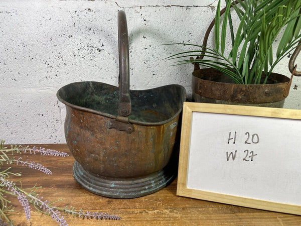 Vintage Copper Helmet Coal Bucket Military Arrow MOD Scuttle Fireside Log Burner