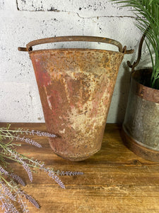 Vintage Rustic Galvanised Metal Fire Bucket Garden Planter Tub Hanging Basket
