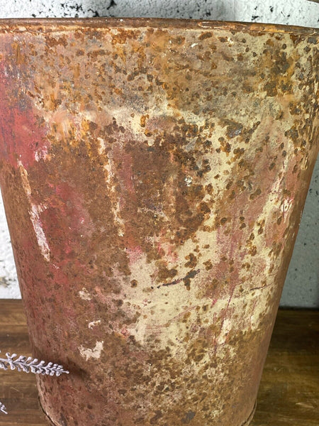 Vintage Rustic Galvanised Metal Fire Bucket Garden Planter Tub Hanging Basket
