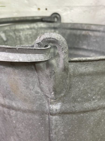 Vintage French Galvanised Tub Bucket Milking Pail Pot Garden Planter