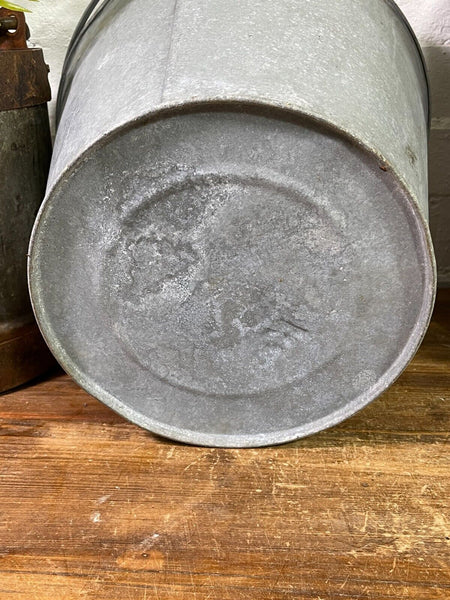 Vintage French Galvanised Tub Bucket Milking Pail Pot Garden Planter