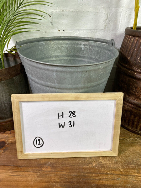 Vintage French Galvanised Tub Bucket Milking Pail Pot Garden Planter