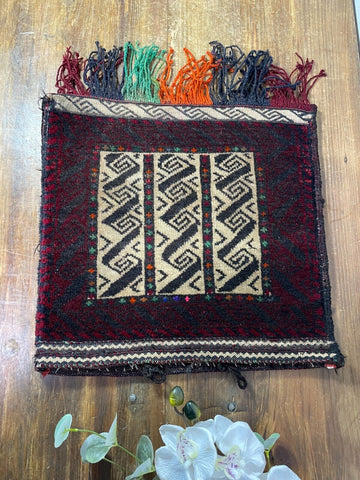 Vintage Afghan Hand Woven Wool Tribal Belouch Saddle Bag