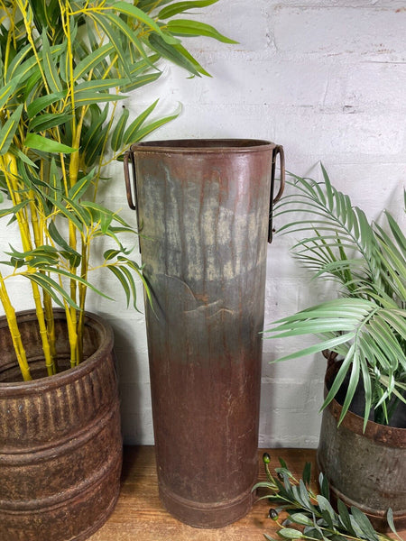 Large Tall Vintage Rustic Galvanised Dry Flower Vase Wedding Display Prop