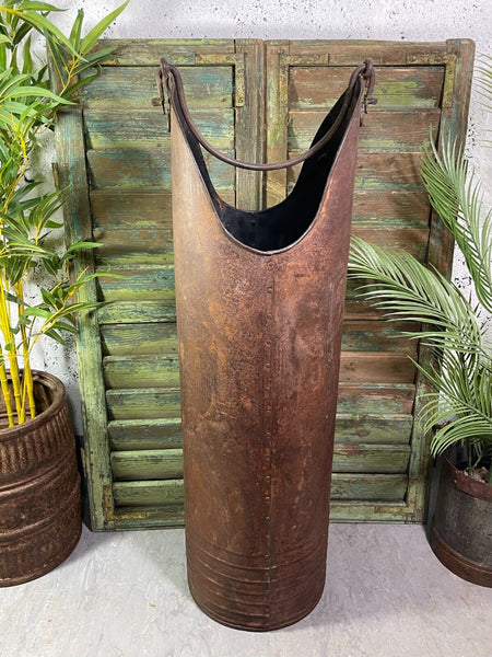 Large Tall Vintage Reclaimed Rustic Iron Dry Flower Vase Wedding Display Prop