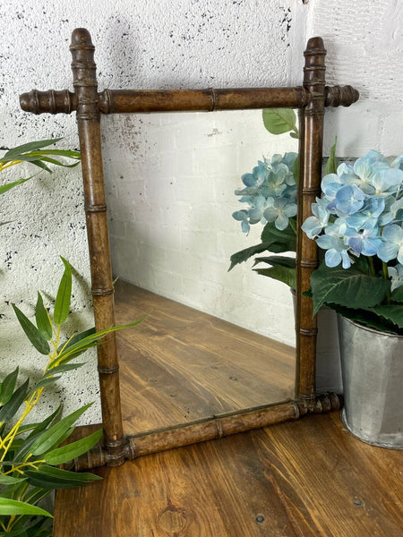 Antique 19th Century French Faux Bamboo Wall Mirror