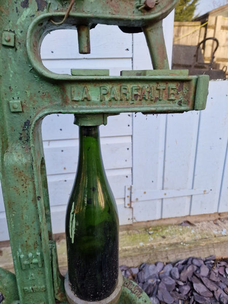 Vintage Antique French Green Cast Iron Vine Yard Wine Bottle Press Garden Decor