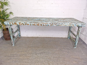 Vintage Reclaimed Blue Indian Folding Wooden Wedding Events Dining Console Table