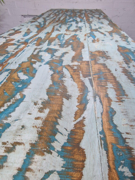 Vintage Reclaimed Blue Indian Folding Wooden Wedding Events Dining Console Table