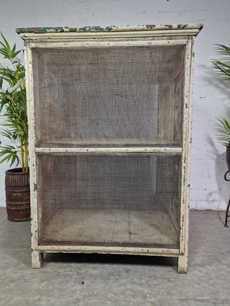 Vintage Rustic Indian White Wooden Shop Display Bathroom Kitchen Drinks Cabinet